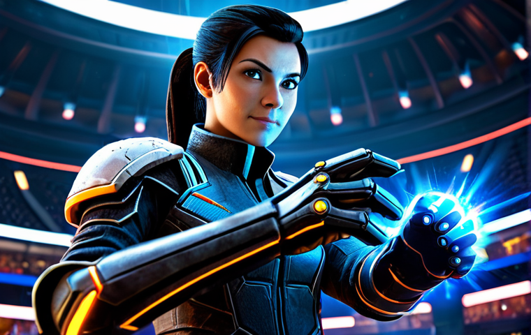 Powerful Vulcan Glove User**

"A fully clothed Eternal Return character (female, dark hair in ponytail, professional gamer appearance) wearing a futuristic, detailed gauntlet resembling the Vulcan Glove, launching an energy blast. Background: A stylized arena with glowing neon accents. Focus on the character's determined expression and the glove's intricate design. Safe for work, appropriate content, fully clothed, professional, perfect anatomy, correct proportions, well-formed hands."

**