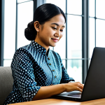 **

A successful Malaysian businesswoman in a modest batik dress, working on a laptop at a modern co-working space in Kuala Lumpur, fully clothed, appropriate attire, safe for work, perfect anatomy, natural proportions, professional photography, high quality, family-friendly. The background shows other professionals working diligently.

**