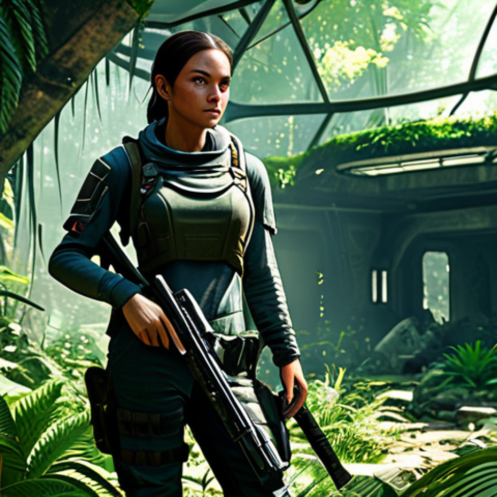 이터널리턴 신규 맵의 전략적 가치 - **

A fully clothed female gamer character wearing practical, modest tactical gear, exploring a dens...