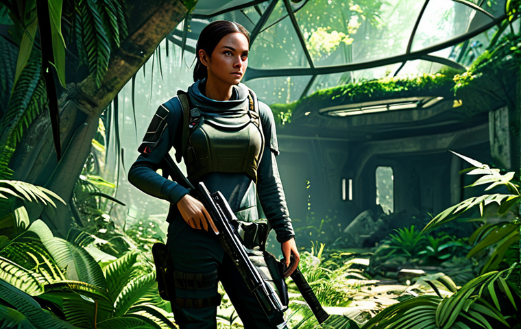 이터널리턴 신규 맵의 전략적 가치 - **

A fully clothed female gamer character wearing practical, modest tactical gear, exploring a dens...