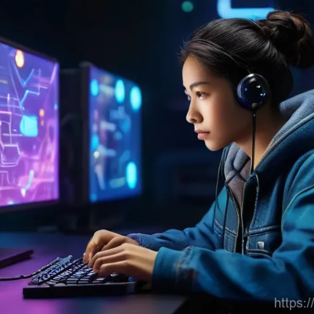 이터널리턴 게임 데이터베이스 활용 - **A focused young adult gamer (male or female, wearing casual, non-revealing clothing like a hoodie ...