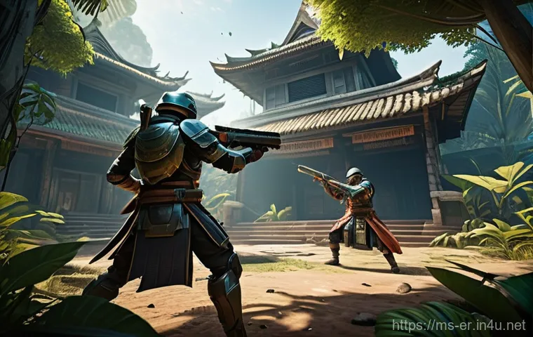 이터널리턴 e스포츠 전망 - **Prompt:** A dynamic, wide-angle shot capturing a climactic moment in an "Eternal Return" match, hi...