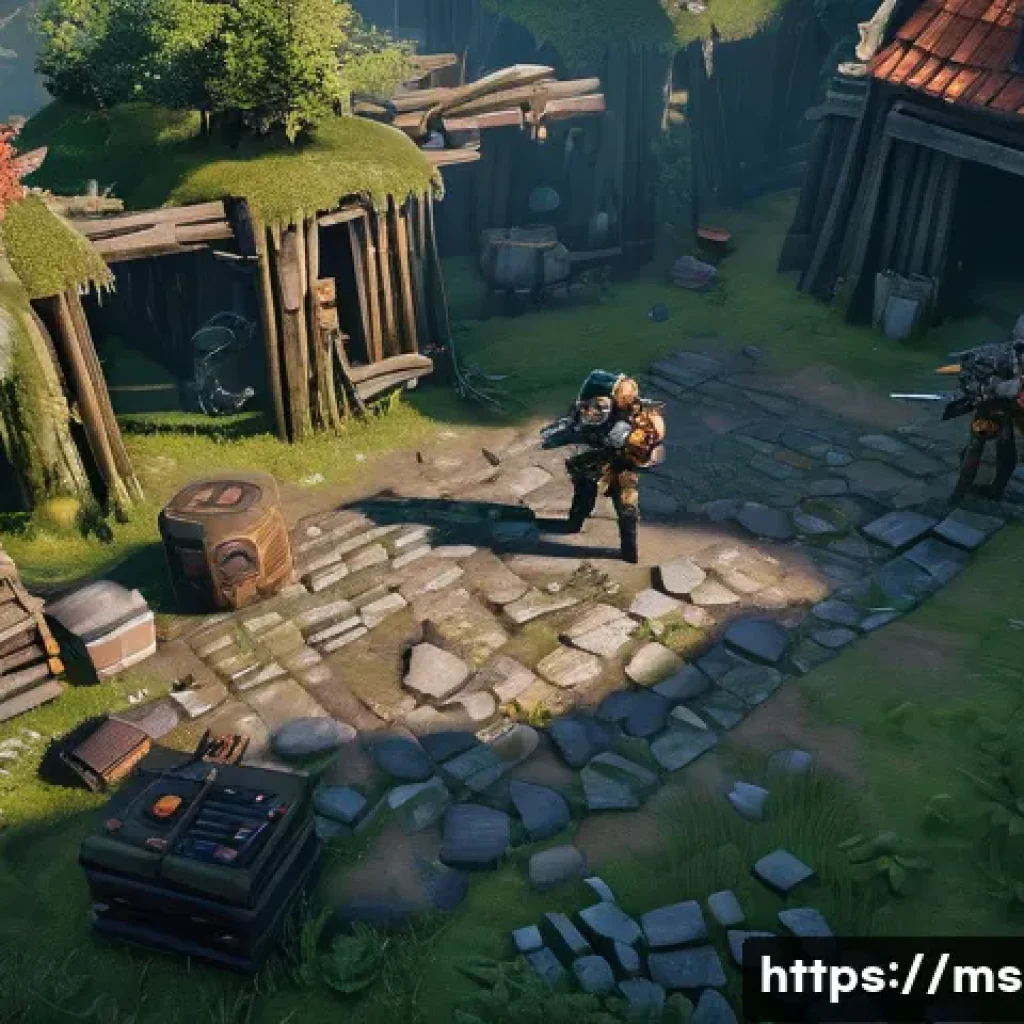 이터널리턴 생존 기술의 차별점 - A dynamic battle scene in a lush, diverse map of a strategic survival game, featuring a skilled char...