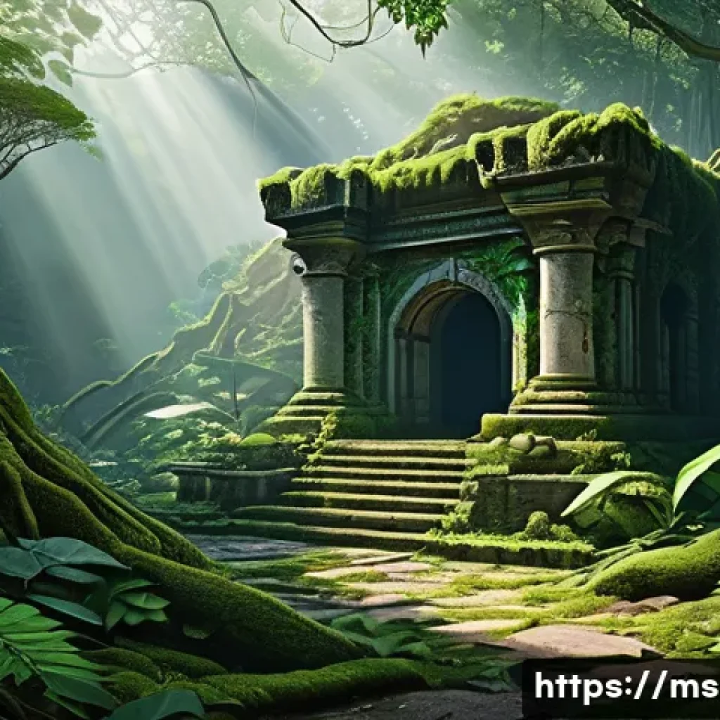 이터널리턴 필수 오브젝트 위치 - A dynamic fantasy battle map scene showing a strategic mid-map zone control point in a lush, dense j...