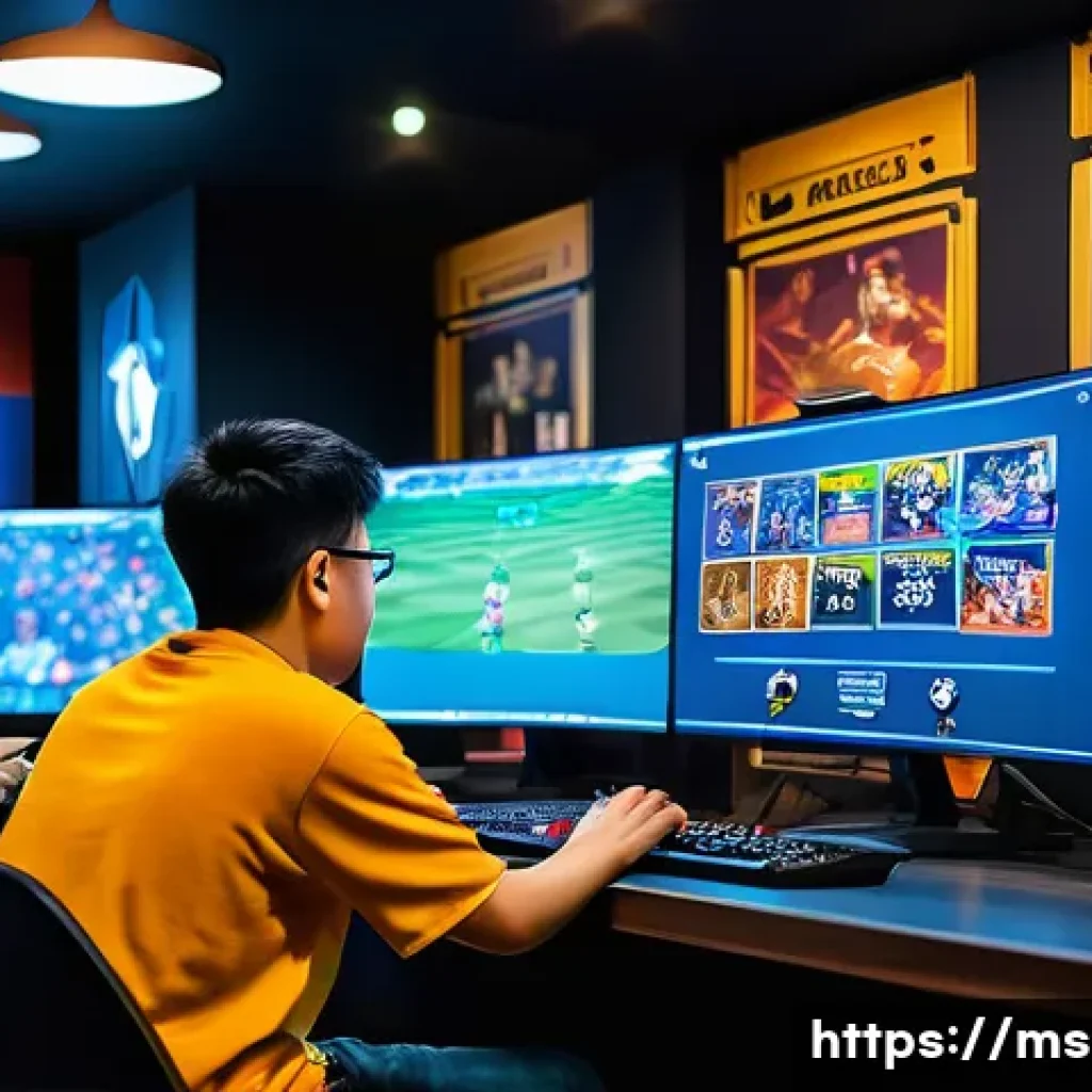 이터널리턴 커뮤니티 영향력 분석 - A vibrant gaming community scene set in a modern Malaysian internet café, showing diverse players ac...