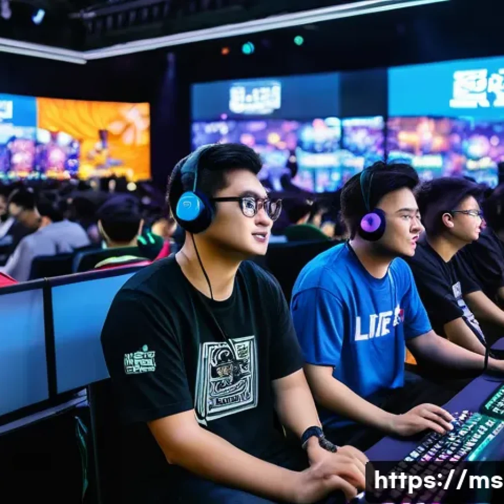 이터널리턴 업데이트 주기 분석 - A vibrant esports arena in Kuala Lumpur filled with enthusiastic Malaysian gamers watching a large d...