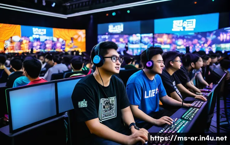 이터널리턴 업데이트 주기 분석 - A vibrant esports arena in Kuala Lumpur filled with enthusiastic Malaysian gamers watching a large d...