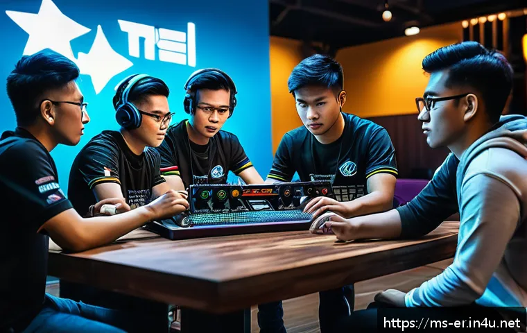 이터널리턴 서포터 클래스 역할 - A dynamic esports scene set in a vibrant Malaysian urban environment, showcasing a diverse team of g...