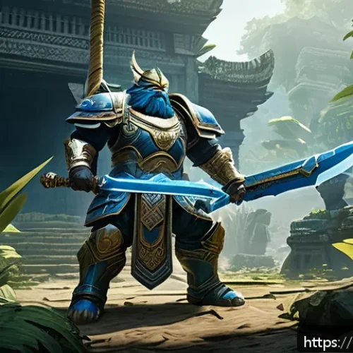 이터널리턴 팀 조합의 장점 - A dynamic battle scene in a lush, tropical jungle setting typical of Southeast Asia, featuring a div...