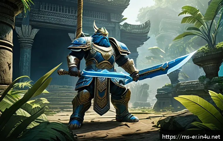 이터널리턴 팀 조합의 장점 - A dynamic battle scene in a lush, tropical jungle setting typical of Southeast Asia, featuring a div...