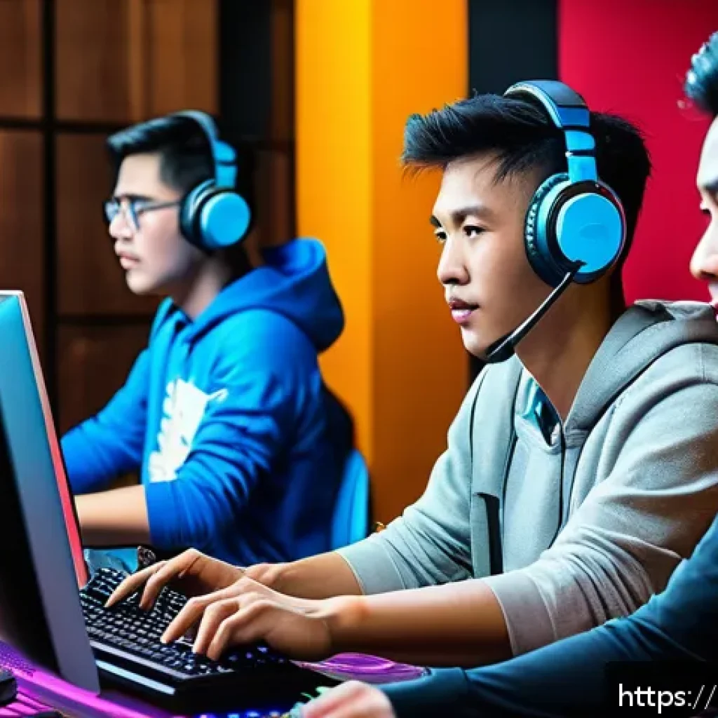 이터널리턴 공식 채널 구독 혜택 - A dynamic scene of a diverse group of Malaysian gamers enthusiastically engaging in an exclusive onl...